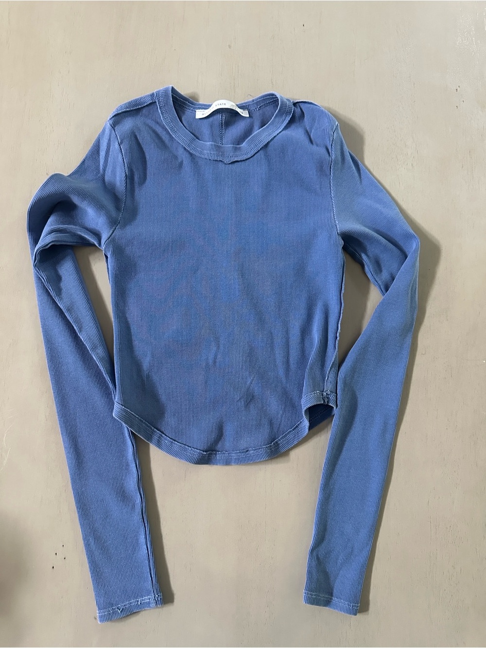 Altar'd State Blue Ribbed Long Sleeve Top Seam Back - XXS - Like New - Picture 4 of 4